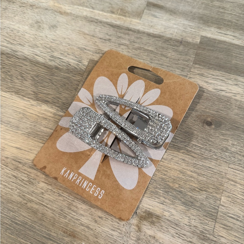KANPRINCESS Silver Diamond Hair Clips